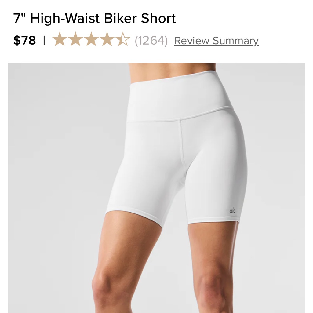 Alo Yoga Women's White Bike Shorts